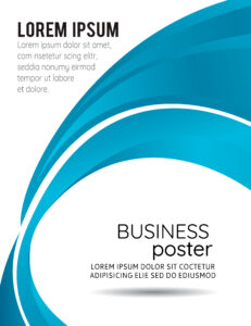 blue and white business poster